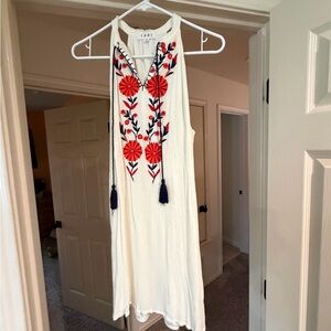 THML Cream Dress with Red and Blue Embroidery